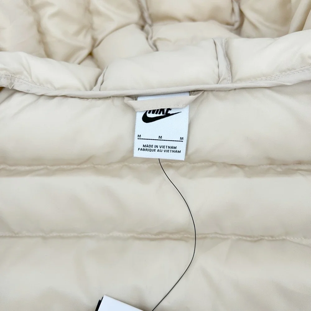 Nike Puffer Jacket Kids Size‎ M Brown Quilted Hooded Sporty Minimalist NEW